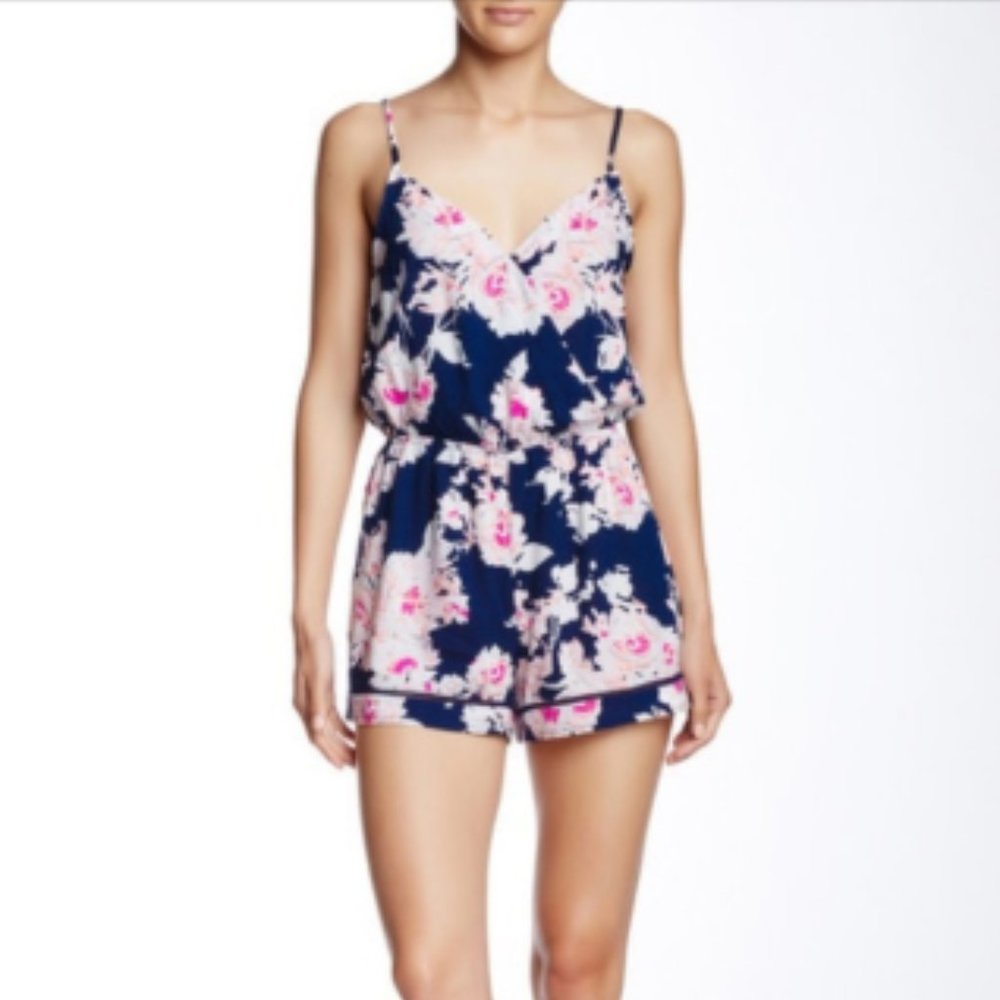 Be Bop Blue Pink Floral Challis Romper